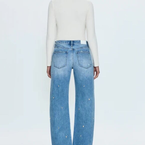 💗Pistola Lexi Confetti Heart Bowed Straight Jeans NWT • Size 26 💗 - Picture 6 of 9